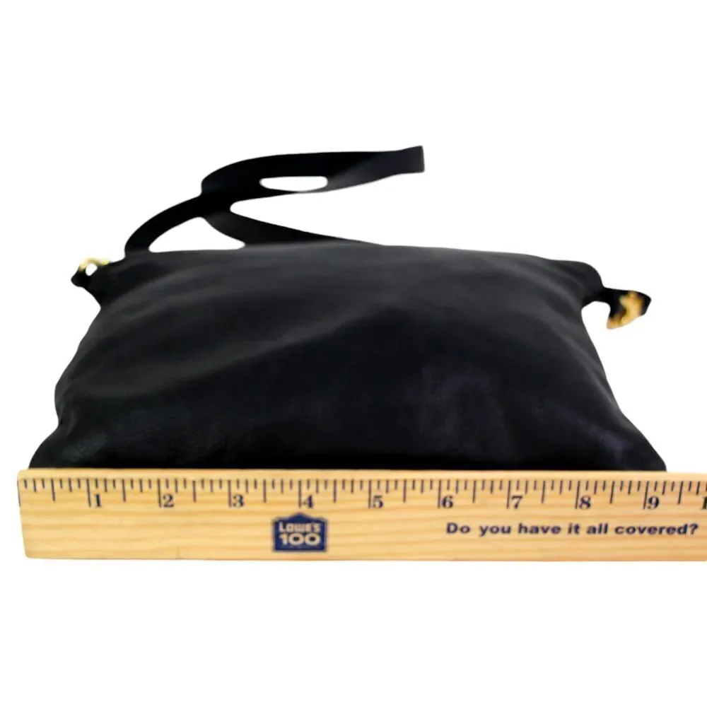 Noonday Collection BLACK GENUINE LEATHER X-BODY SHOULDER BAG CLUTCH PURSE